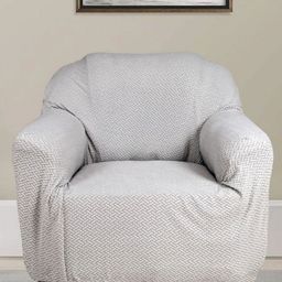 Stylista Grey Polyester Sofa Cover With Arms-image-80