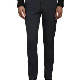 Louis Philippe Grey Slim Fit Checks Trousers-image-66