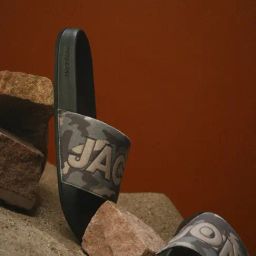 Jack & Jones Men's SMU Olive Night Camouflage Logo Pool Slides-picture-35