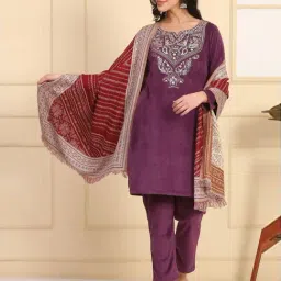 Aurelia Red Regular Fit Self Pattern Shawl-image-68