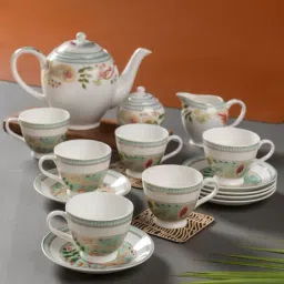 Clay Craft Fine Abstract Multicolor Ceramic Tea (Set of 15)-image-46