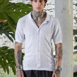 Campus Sutra White Polycotton Regular Fit Self Design Shirt-15