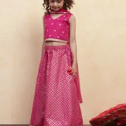 Biba Girls Fuchsia Printed Lehenga Sets-image-59