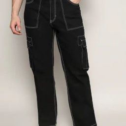 Campus Sutra Black Regular Fit Cargo Jeans-picture-20