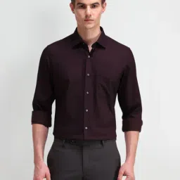 Arrow Maroon Cotton Regular Fit Texture Shirt-picture-36