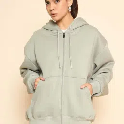 Color Capital Green Cotton Oversized Hoodie-image-31
