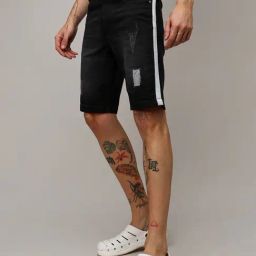 Campus Sutra Black Regular Fit Distressed Cargo Shorts-picture-39