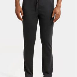 Jockey AM44 Black Super Combed Cotton Rich Trackpants with Side & Back Pockets-image-82
