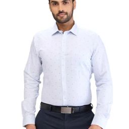 Park Avenue Blue Slim Fit Printed Shirt-image-63