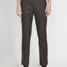 Arrow Brown Regular Fit Self Pattern Trousers-image-24