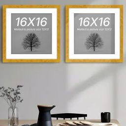 Art Street Synthetic Wood Gold Document Photo Frame (16 x 16 Inch) - Set of 2-43