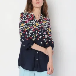 Vero Moda Navy Viscose Floral Print Shirt-picture-39