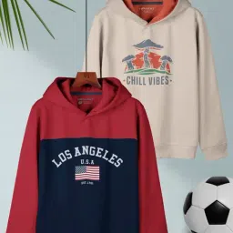 HELLCAT Kids Maroon & Beige Printed Full Sleeves Sweatshirt (Pack Of 2)-image-18