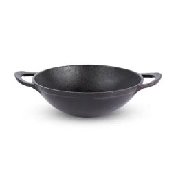 The Indus Valley Black Cast Iron Kadai with Curved Handle (2.2 L)-0