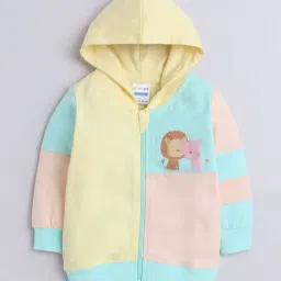 BUMZEE Multi Girls  Full Sleeves Cotton Hooded Zipper Sweatshirt Age - 6-12 Months-image-82