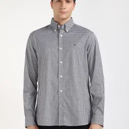 Tommy Hilfiger Black Cotton Regular Fit Checks Shirt-image-50
