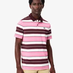 Lacoste Pink & Brown Regular Fit Striped Sports Polo-picture-35
