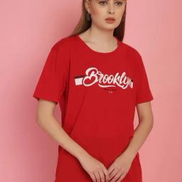 Vimal Jonney Red Cotton Printed Sports T-Shirt-12