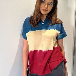 Maaesa Women Dyed Mandarin Collar Top-image-67
