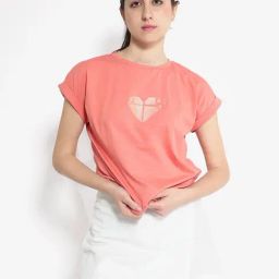 RAREISM Orange Cotton Printed Short Sleeves T-Shirt-image-90