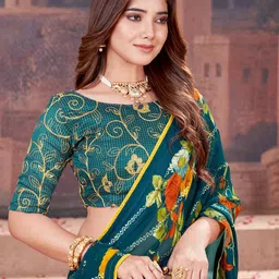 Mitera Floral Beads and Stones Pure Georgette Saree-picture-28