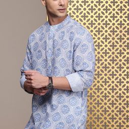 House of Pataudi Men Ethnic Motifs Printed Kurta with Trousers-47