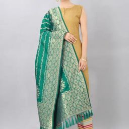 Silk Land Green Woven Pattern Dupatta-image-78