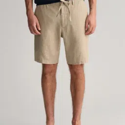 GANT Beige Linen Relaxed Fit Shorts-picture-1