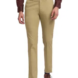 Park Avenue Medium Khaki Super Slim Fit Printed Trousers-image-19