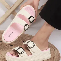 MILESTOE Women Double Buckles Open Toe Flats-image-87