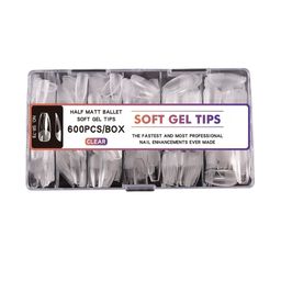 RANORE Set Of 600 Half Matte Ballet Press On Artificial Nails - Transparent-69