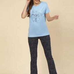Monte Carlo Blue Printed T-Shirt Pyjama Set-picture-15