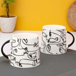 JCPL Fine White & Black Ceramic Quoted Milk Mug (0.34 L) - Set of 2-image-32
