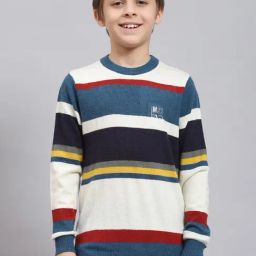 Monte Carlo Kids Multicolor Striped Full Sleeves Sweater-image-84