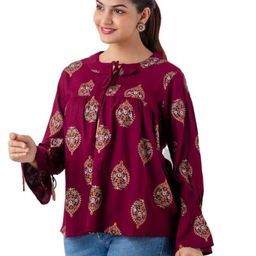 DMP EXPORT Women Quirky Printed Flared Sleeves Mirror Work Kurta-image-56