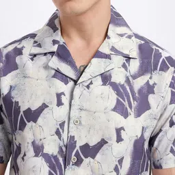 glitchez Abstract Print Cuban Collar Regular Fit Shirt image 4