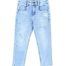 UNDER FOURTEEN ONLY Boys Slim Fit Mid-Rise Low Distress Light Fade Jeans-picture-28