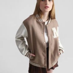 Only Brown Printed Bomber Jacket-image-80