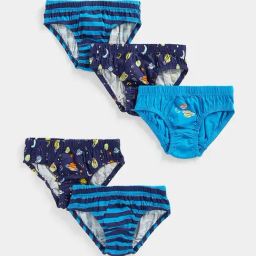 Mothercare Kids Blue Printed Brief (Pack of 5)-image-35