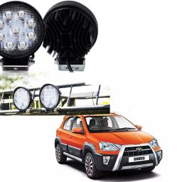 Cartronics Waterproof 9 LED Round Fog Light with Mounting Brackets for Toyota Etios Cross-66