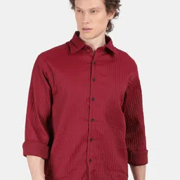 Blu MNKY Men Smart Slim Fit Vertical Striped Spread Collar Casual Shirt-image-74