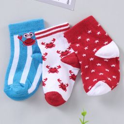 Cute Walk by Babyhug Cotton Knit Ankle Length Antibacterial Socks Multi Design Pack Of 3 - Multicolour-image-44