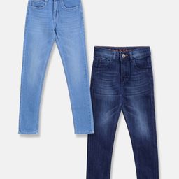Tales & Stories Pack Of 2 Solid Jeans - Blue Dark Blue-image-79
