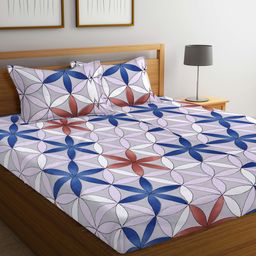 FABINALIV Geometric 210 TC Cotton Blend King Size Double Bedsheet with 2 Pillow Covers - Multicolor-image-9