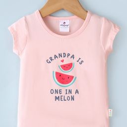 Ollypop Cotton Knit  Half Sleeves T-Shirt Text & Melon Print - Baby Pink-image-64