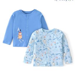 Babyoye 100% Cotton Eco Jiva Finish Full Sleeves Winter Theme Printed Jhablas Pack of 2 - Blue-picture-14