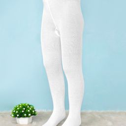 Pine Kids Cotton Nylon Knit Anti Microbial Solid Footed Tights - White-image-64