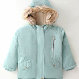 Kookie Kids Full Sleeves Padded Hooded Solid Colour Jacket - Blue-picture-15