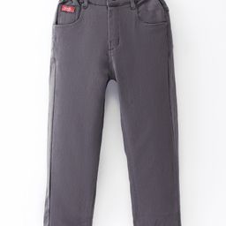 Olio Kids Cotton Lycra Woven Trousers With Solid Colour - Grey-picture-0