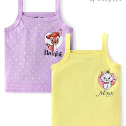 Babyoye Disney Lycra Knit Singlet Sleeves Slips with Bambi & Marie Graphic Pack of 2 - Lavender & Yellow-image-59